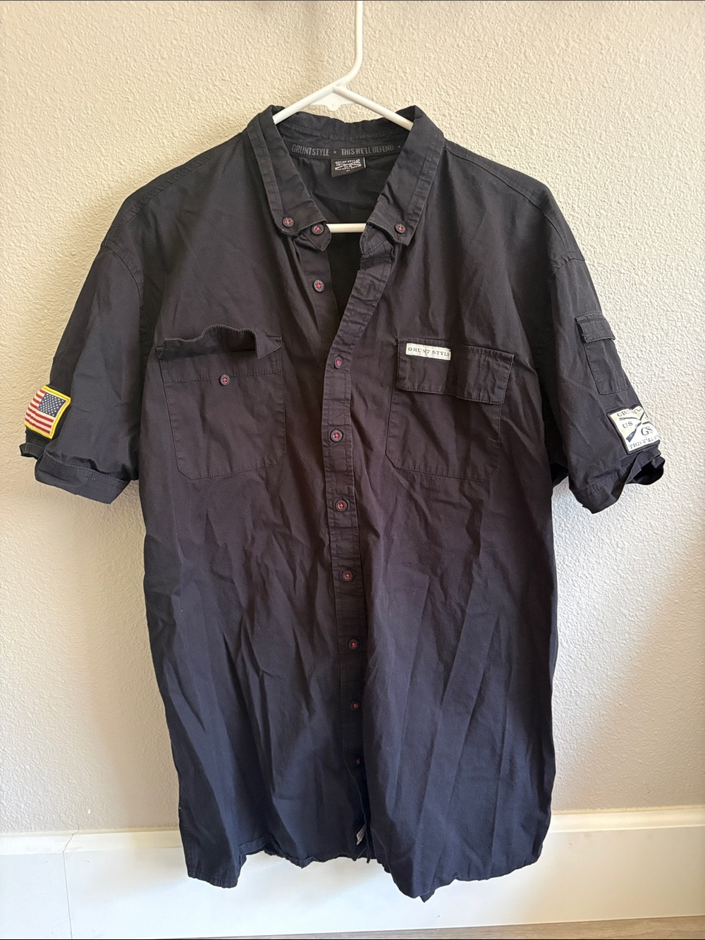 Grunt Style Men's Short-Sleeve Button-Down Shirt - Black